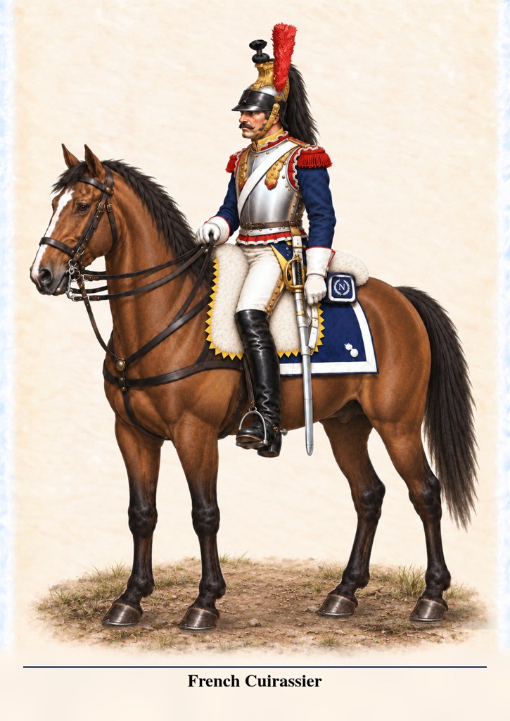 French Cuirassier cavalry uniform plate